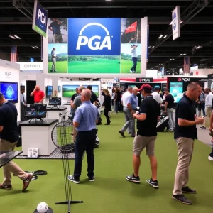 Scene from the PGA Show 2025 displaying various golf innovations