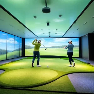 People exploring PLATFORM Golf's technology at the PGA Show.