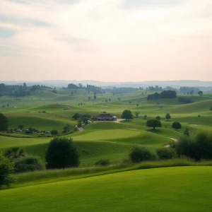 A beautiful golf course showcasing lush greens and serene landscapes.