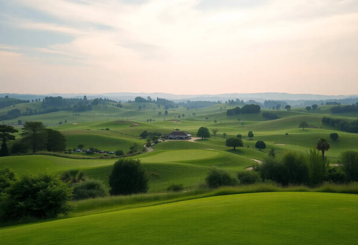 A beautiful golf course showcasing lush greens and serene landscapes.