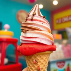 A Rainbow Cone showcasing five distinct flavors in a beautiful presentation.