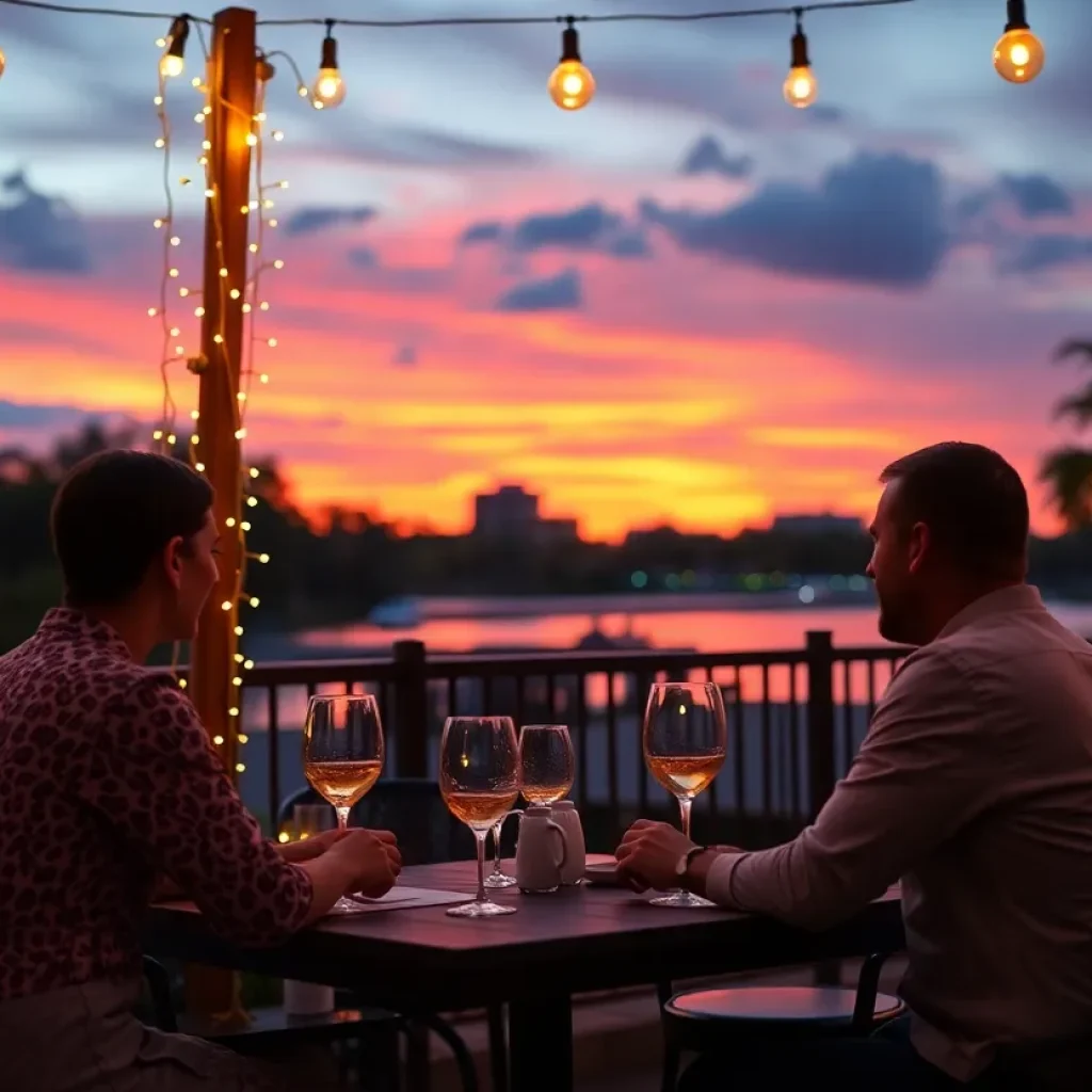 Outdoor dining setting with lights in Orlando