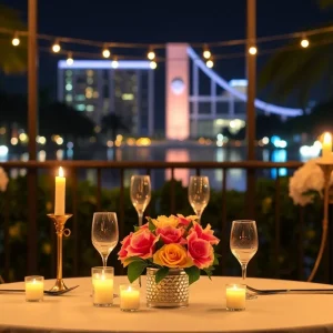 Elegant dining setup for Valentine's Day in Orlando