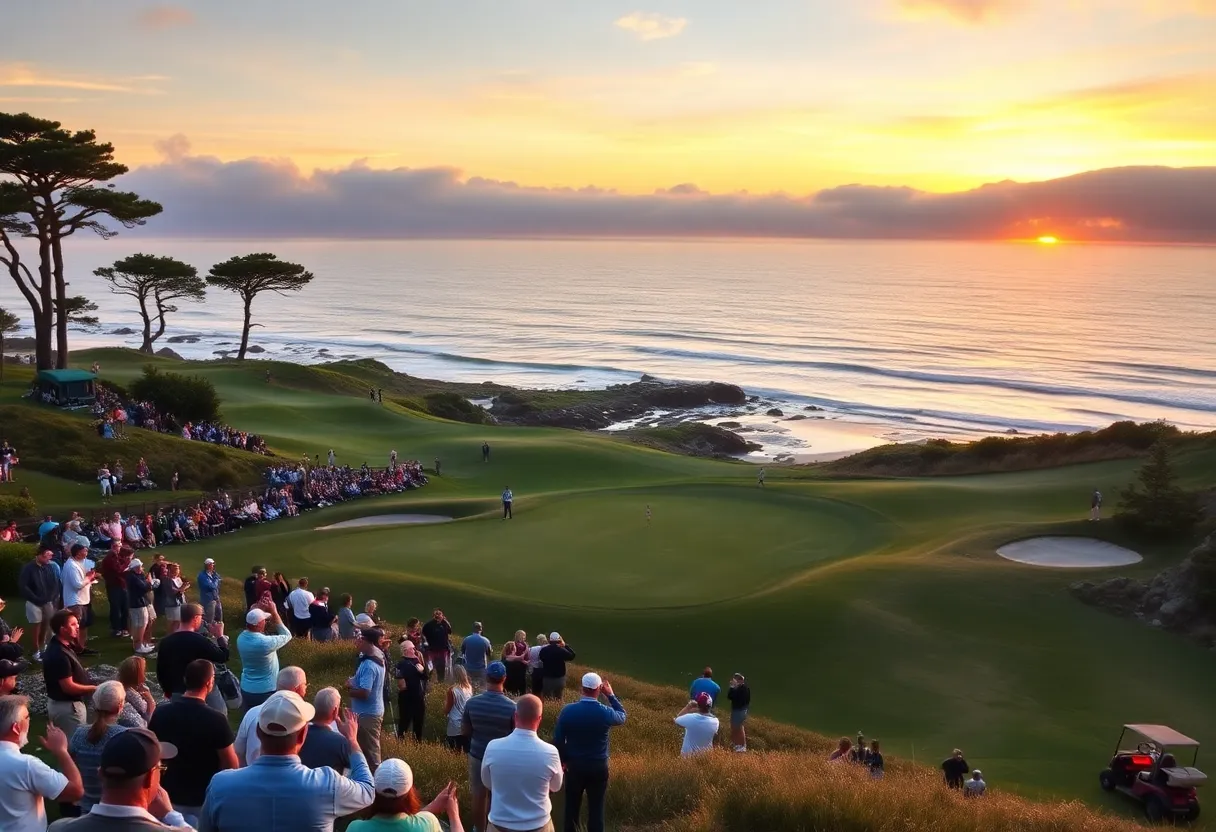 Rory McIlroy celebrating victory at Pebble Beach Pro-Am.