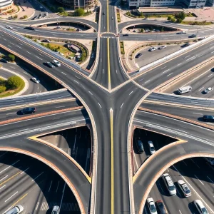 Traffic flow at Sand Lake Road interchange illustrating the diverging diamond design