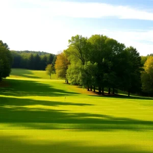 Beautiful golf course in Upstate New York with hills and lakes