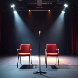 Stage setup for Tina Fey and Amy Poehler comedy show