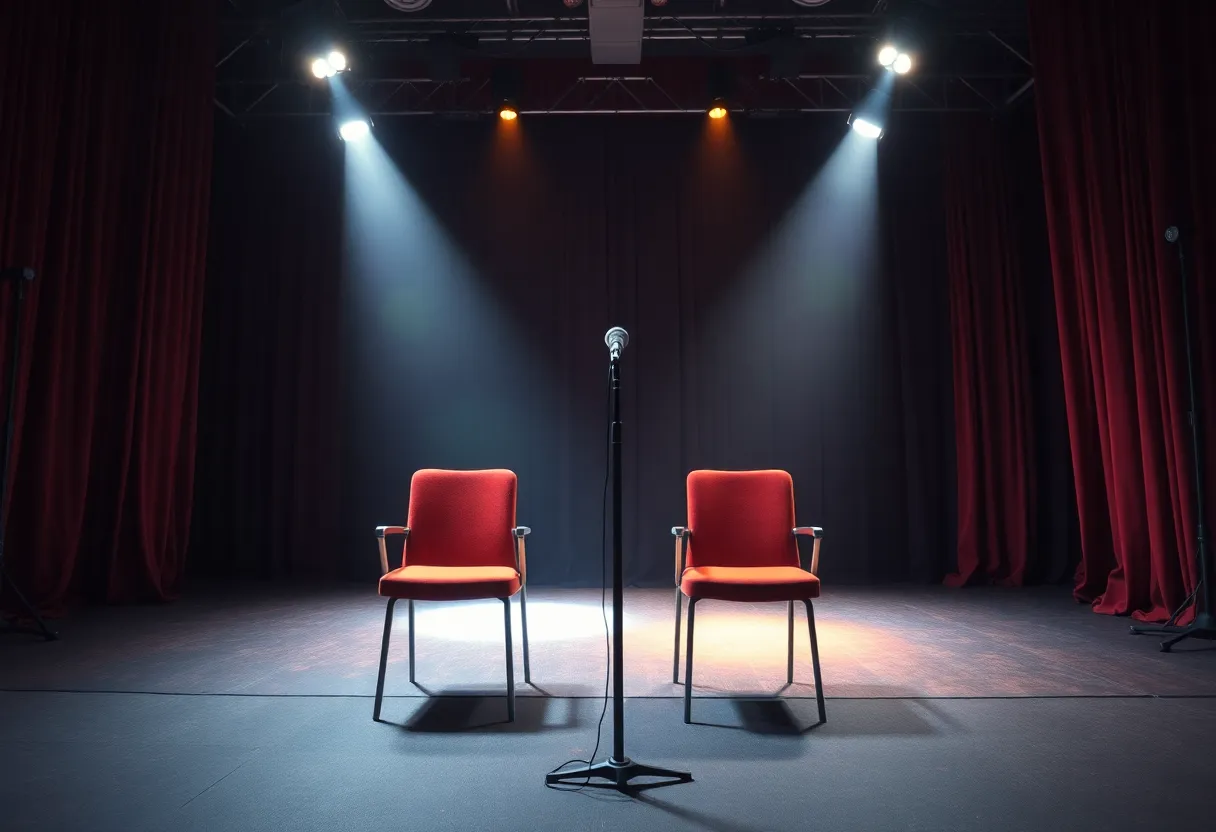 Stage setup for Tina Fey and Amy Poehler comedy show