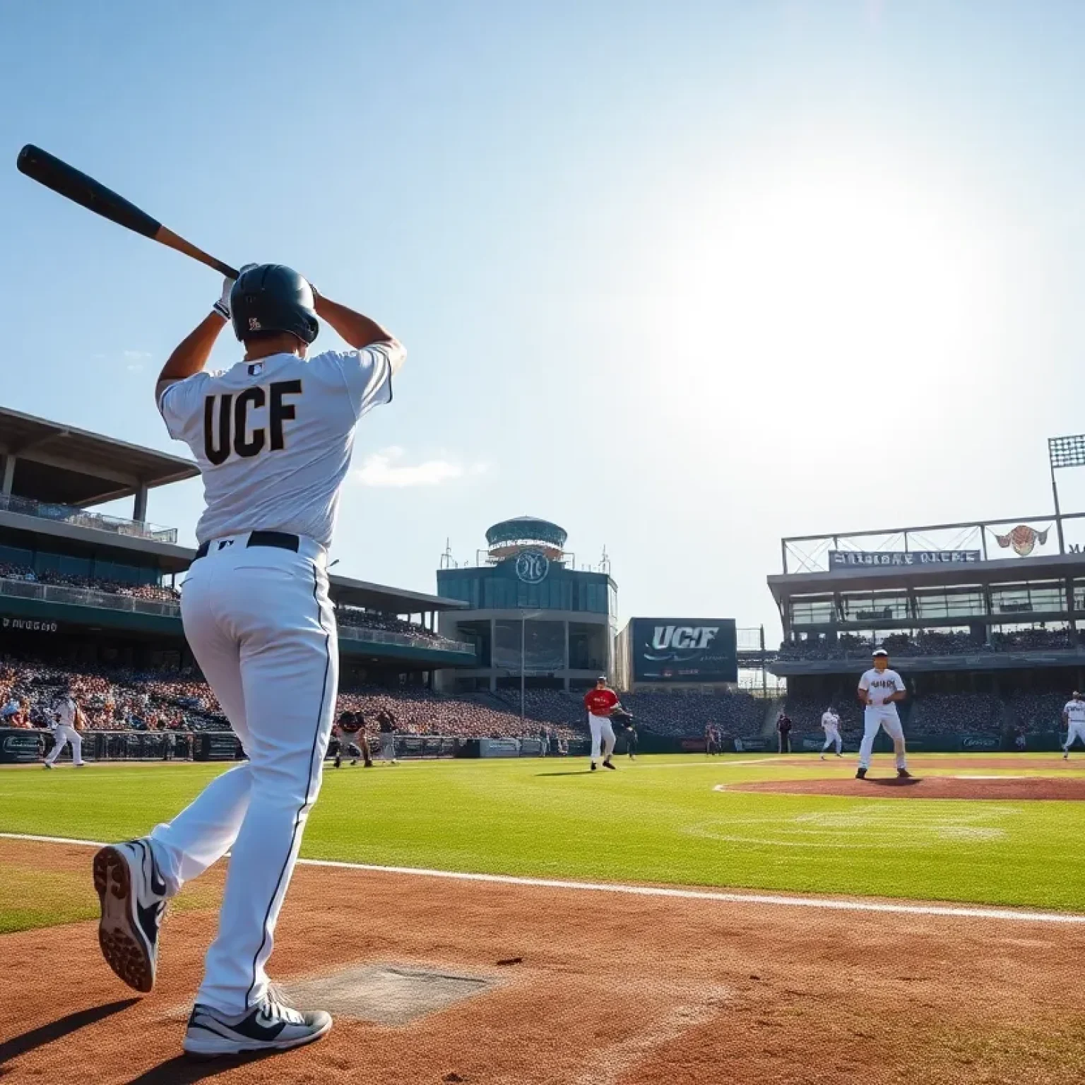 UCF baseball players competing during a game