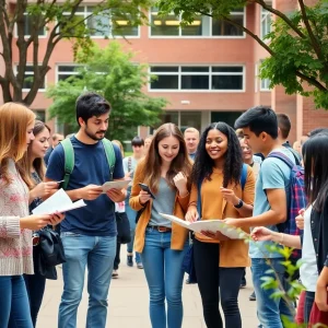 Diverse students collaborating on campus at the University of Central Florida