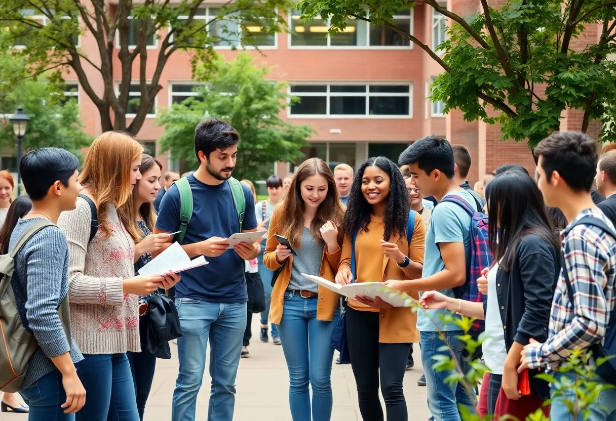 Diverse students collaborating on campus at the University of Central Florida