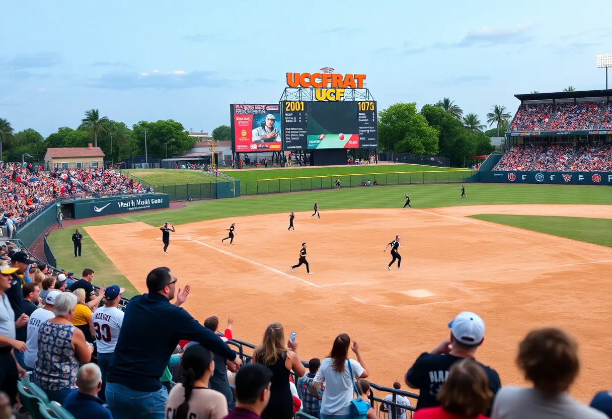 UCF softball team playing against Liberty Flames