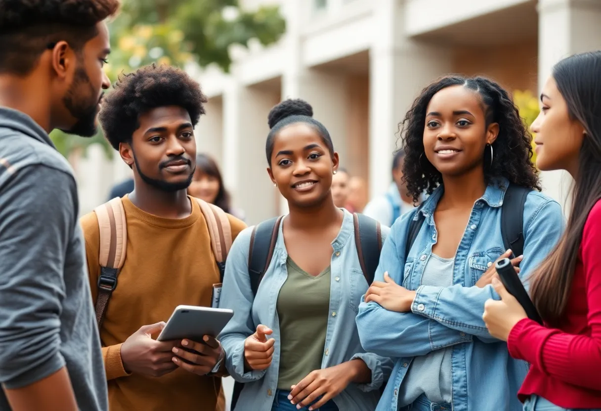 Students at University of Central Florida engaging in conversation about campus safety