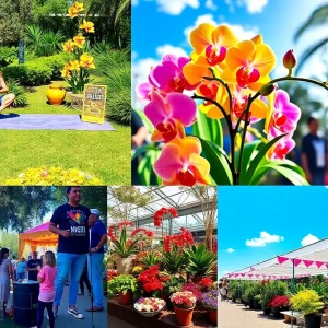 A collage of upcoming events in Orlando showcasing yoga, orchids, music, and gardening.