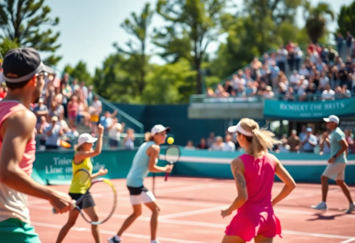 USF Women's Tennis players competing during a match