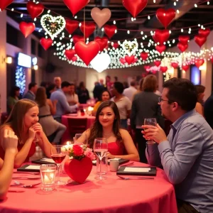 Couples dining and singles mingling at Valentine's Day events in Orlando.