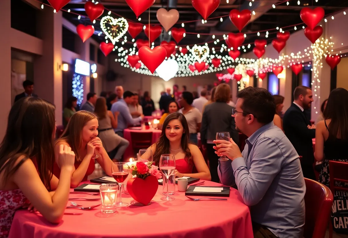 Couples dining and singles mingling at Valentine's Day events in Orlando.