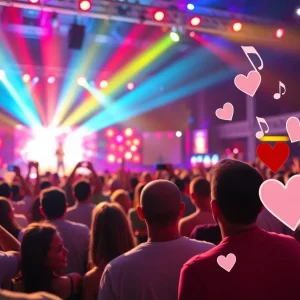 Concert crowds enjoying music at Valentine's weekend events in Orlando