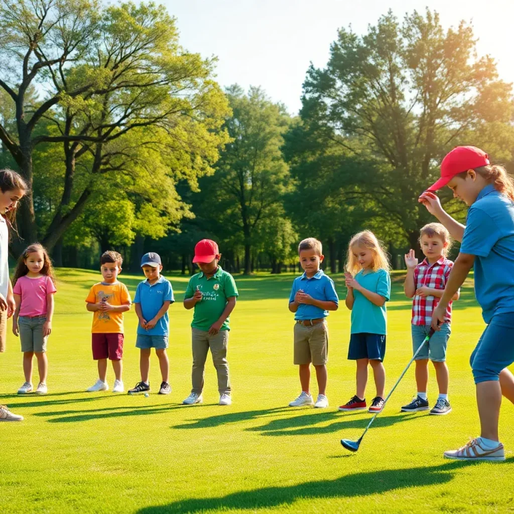 Children participating in a community golf program