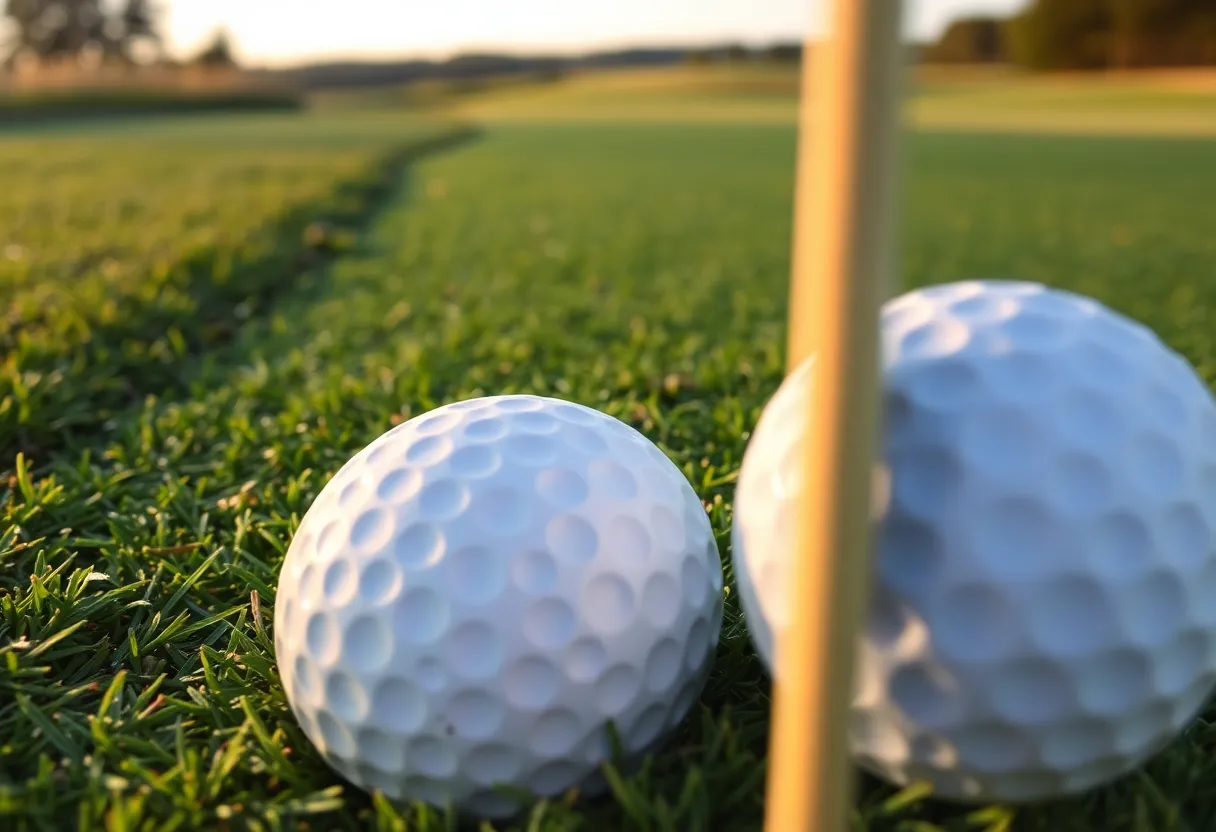 Close up of Park Ridge Golf Course featuring lush fairways and rolling hills.