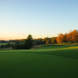 Close up of a beautiful golf course with rolling greens