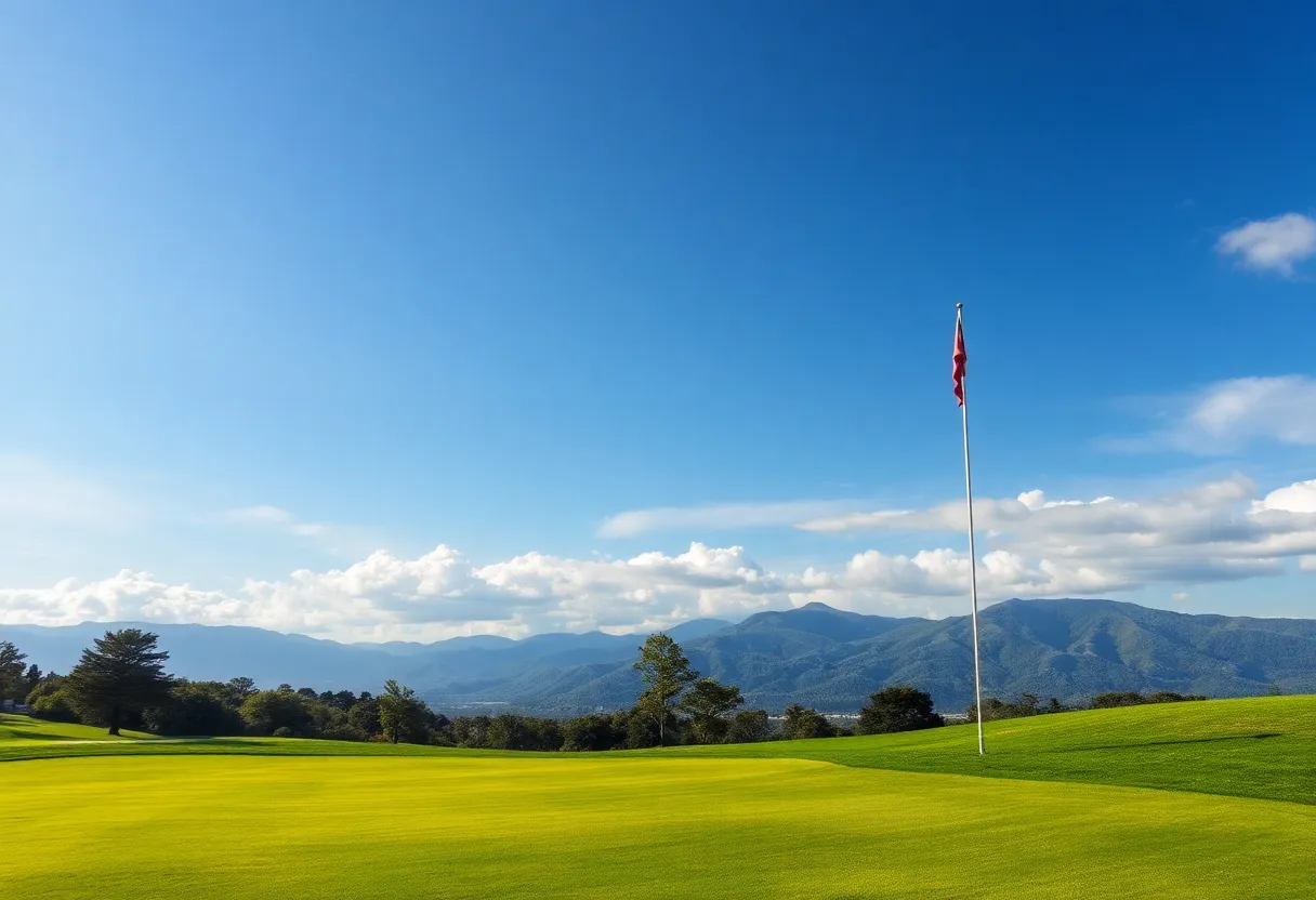 Close-up view of a beautiful golf course showcasing lush green grass and fairways.