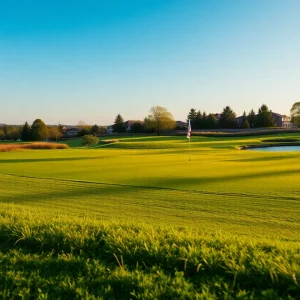 Serene Golf Course featuring an unexpected alligator lounging