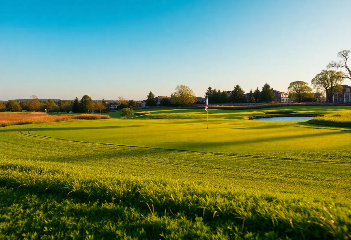 Serene Golf Course featuring an unexpected alligator lounging