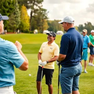 Golfers enjoying a tournament organized by the Asian Golf Industry Federation.