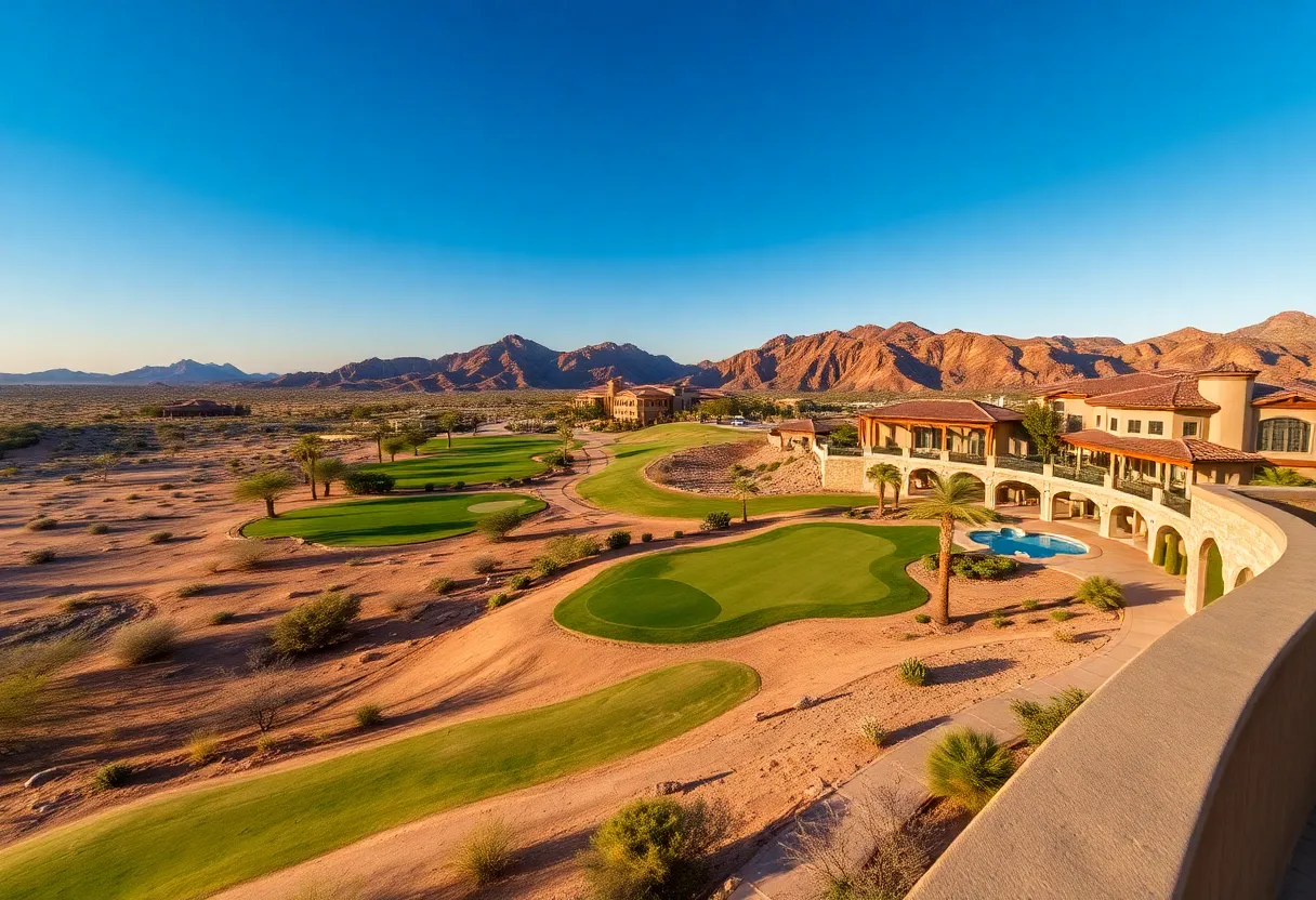 A beautiful view of a golf course in Arizona surrounded by nature.