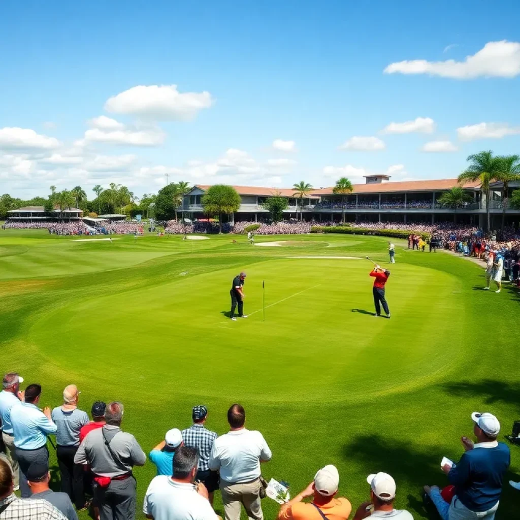 Golf players competing at the Arnold Palmer Invitational at Bay Hill