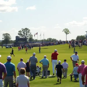 Golfers participating in the Arnold Palmer Invitational at Bay Hill Golf Course.