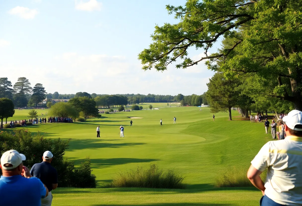 Scenic sunset view of a golf tournament at Arnold Palmer Invitational