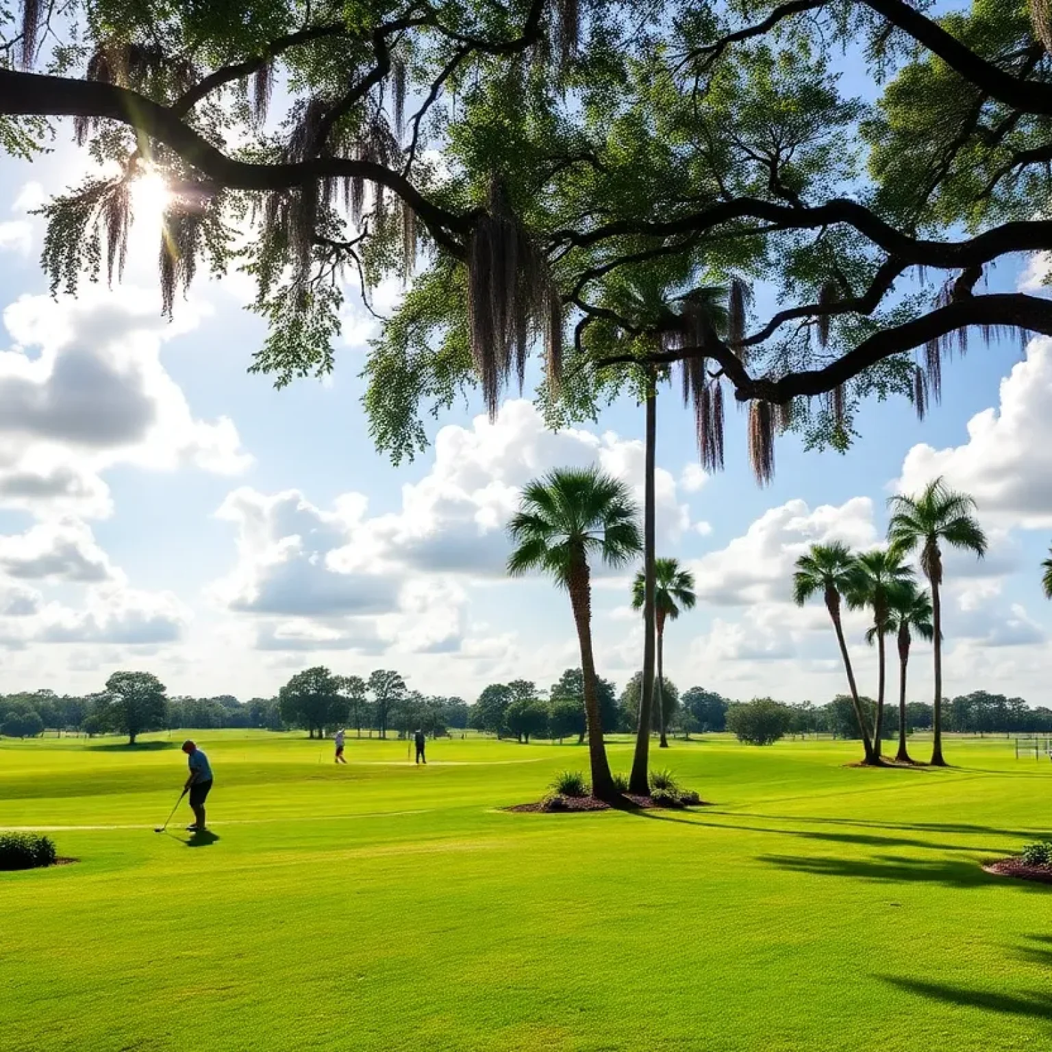 Golfers playing in the Arnold Palmer Invitational at Bay Hill Golf Course in Orlando, Florida.