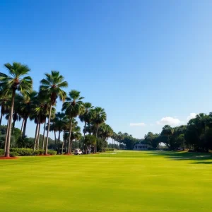 Scenic view of Bay Hill golf course showcasing fairways and palm trees