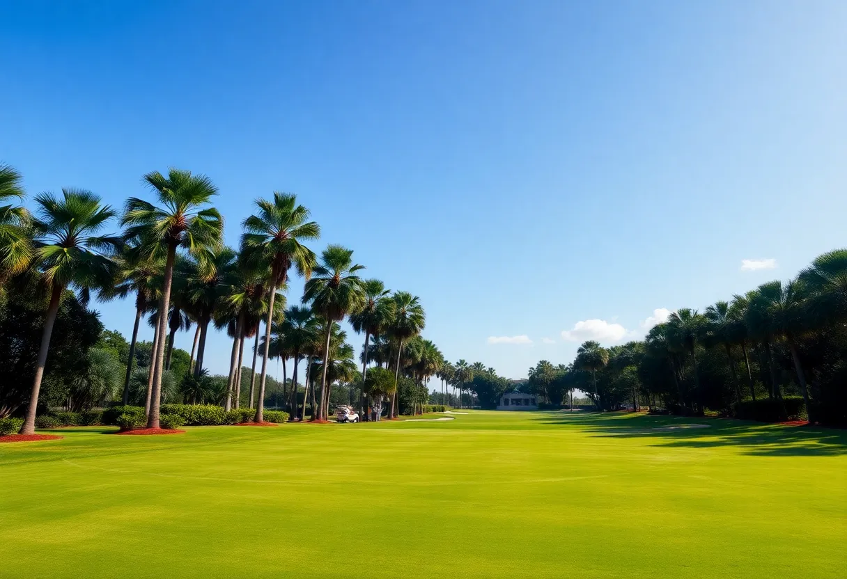 Scenic view of Bay Hill golf course showcasing fairways and palm trees