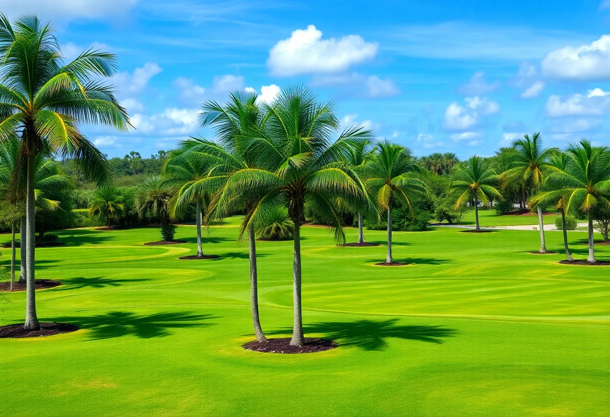 Scenic Orlando golf course with palm trees and fairways