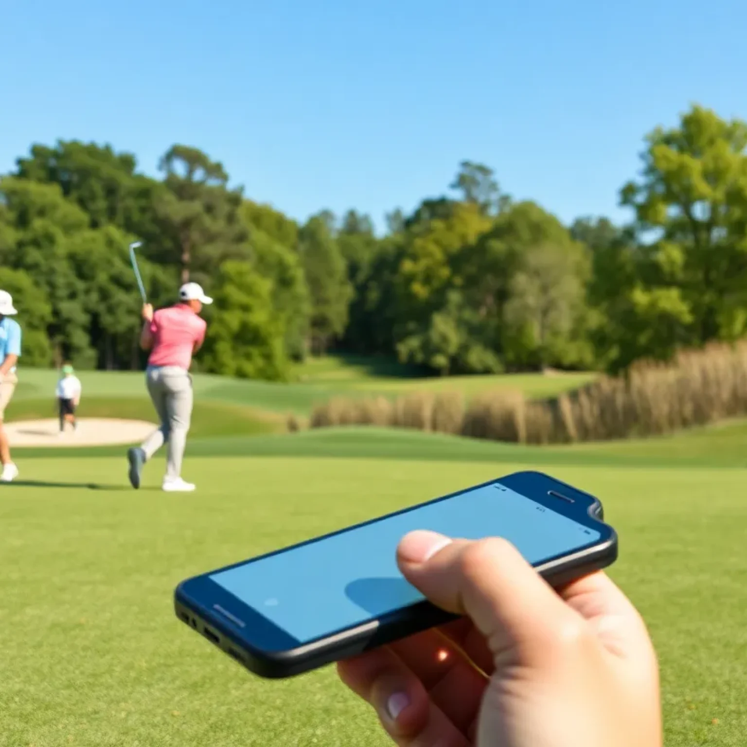 A mobile app for golfers on a beautiful golf course