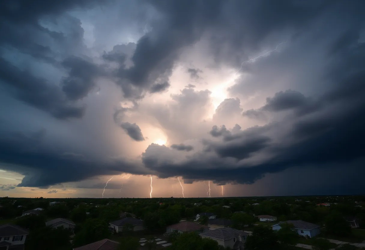 Storm clouds gathering over Central Florida landscape