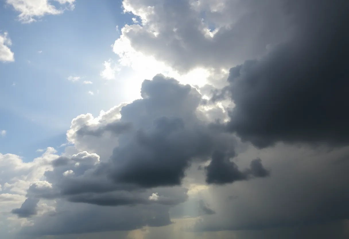 Storm clouds over Central Florida with signs of dry conditions