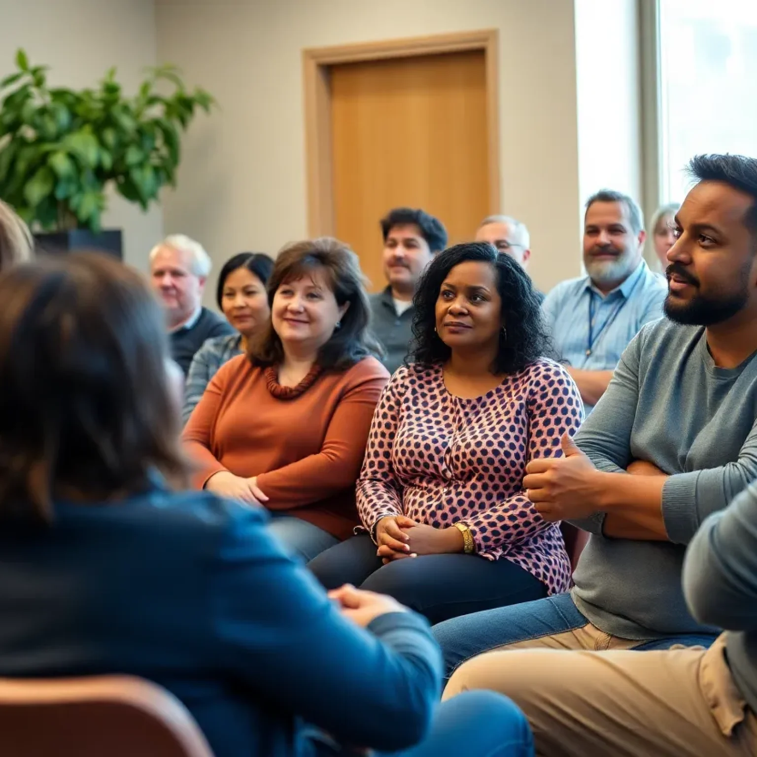 Residents engaging in a town hall meeting about homelessness