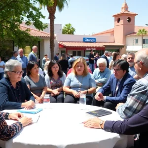 Residents engaging in a community meeting in Orange County