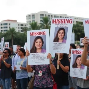 Community members gathering to search for a missing person in Orlando