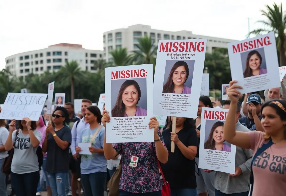 Community members gathering to search for a missing person in Orlando