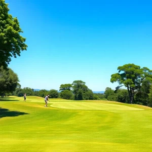 Lush golf course in Connecticut with golfers