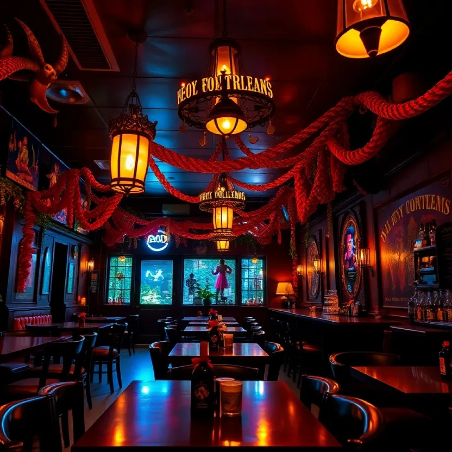 Interior of Curio Orlando showcasing New Orleans-themed decor