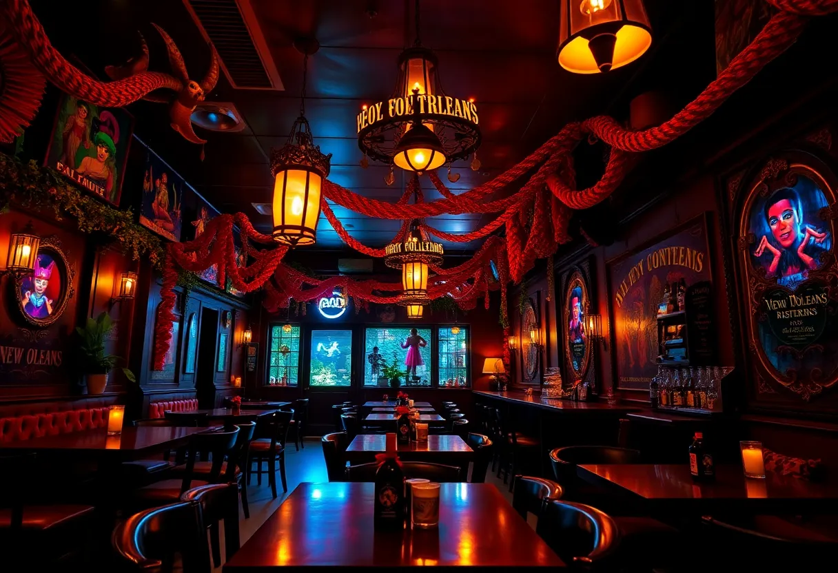 Interior of Curio Orlando showcasing New Orleans-themed decor