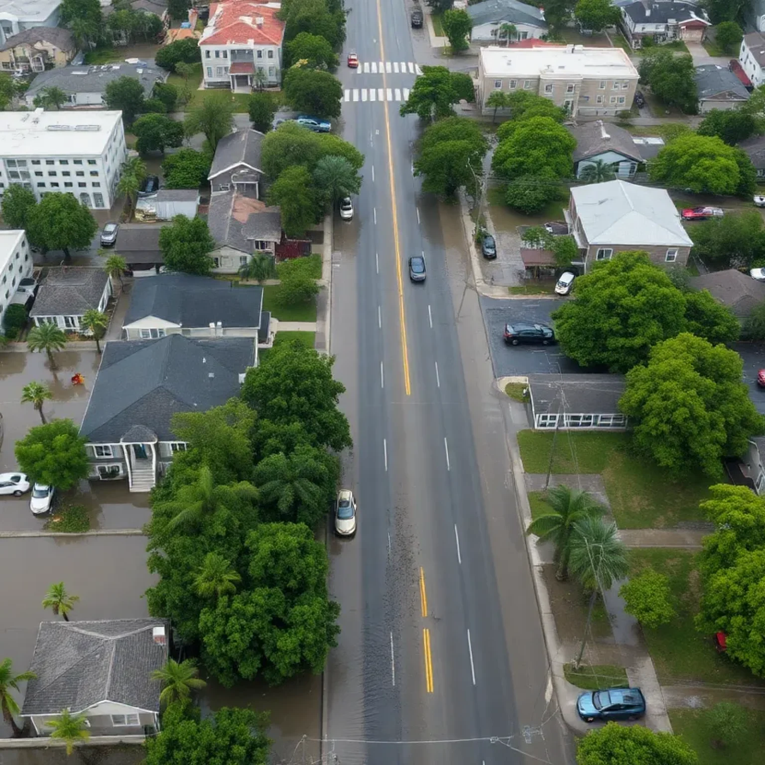 Flooded streets in downtown Orlando