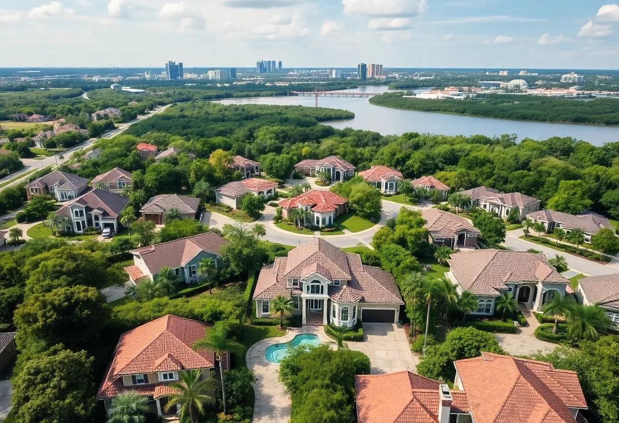 Luxury homes in Dr. Phillips, Orlando, showcasing diverse architecture and greenery.