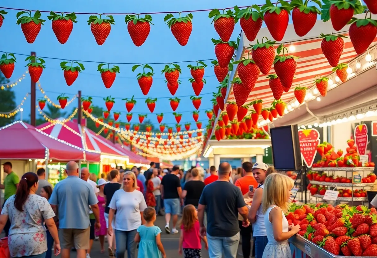 Families enjoying the Florida Strawberry Festival in Plant City.